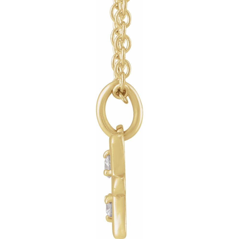 14K Yellow Gold .015 CT Natural Diamond Pisces Zodiac Charm 16-18" Necklace