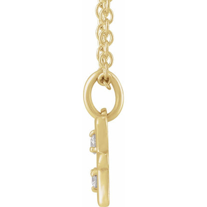 14K Yellow Gold .015 CT Natural Diamond Pisces Zodiac Charm 16-18" Necklace