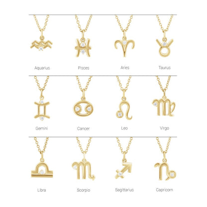 14K Yellow Gold .015 CT Natural Diamond Pisces Zodiac Charm 16-18" Necklace