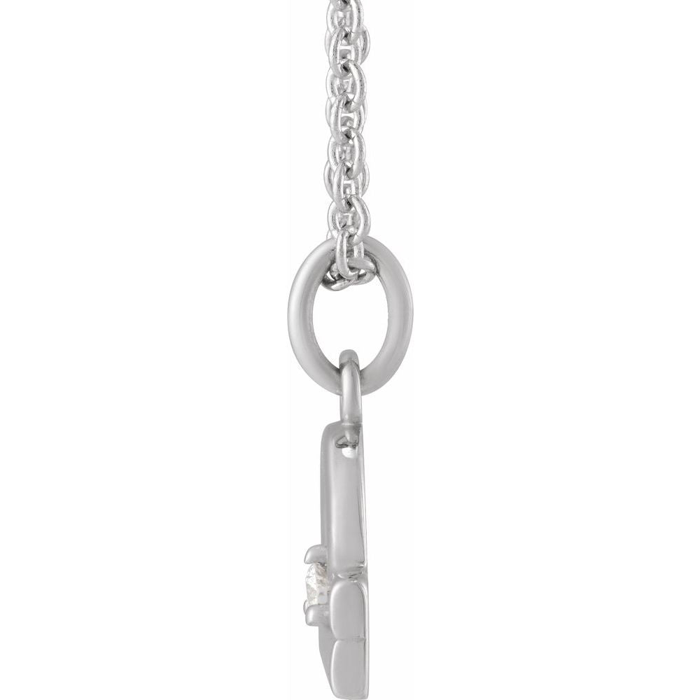Solid 925 Sterling Silver .015 CT Natural Diamond Libra Zodiac Charm 16-18" Necklace