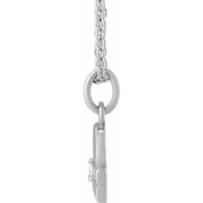 Solid 925 Sterling Silver .015 CT Natural Diamond Libra Zodiac Charm 16-18" Necklace