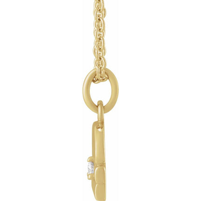 14K Yellow Gold .015 CT Natural Diamond Libra Zodiac Charm 16-18" Necklace