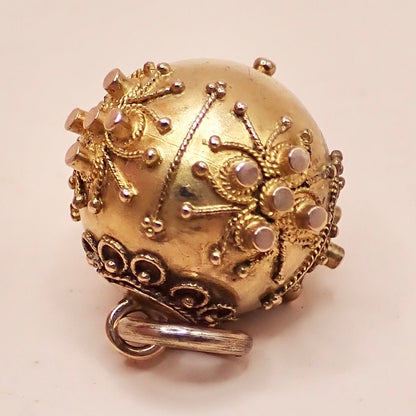 Antique Victorian Etruscan Revival 14K "Orb" Filigree Charm