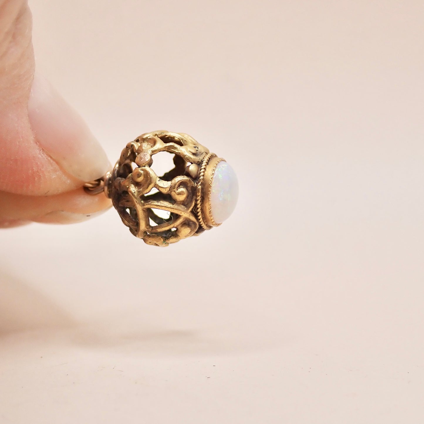 Antique Victorian Rare Antique Victorian Open-Work Opal "Cage" Micro-Charm