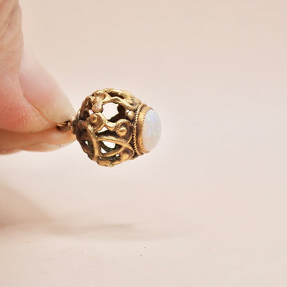 Antique Victorian Rare Antique Victorian Open-Work Opal "Cage" Micro-Charm