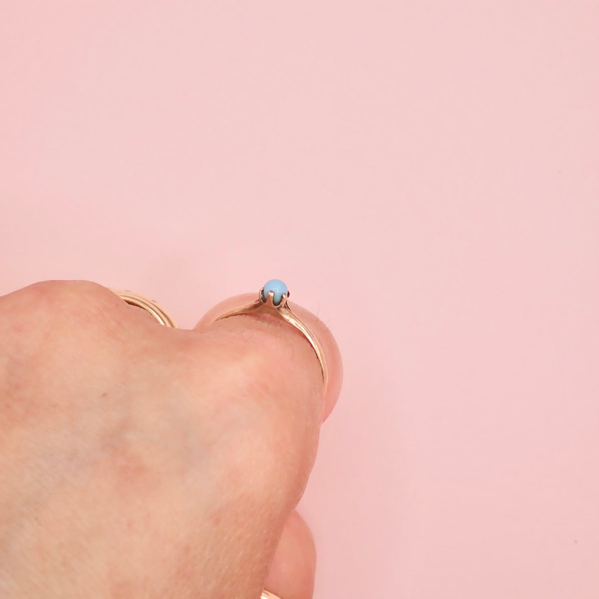 Vintage 10k Warm Gold & Robin's Egg Blue Stacking Ring