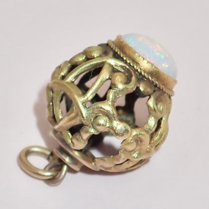 Antique Victorian Rare Antique Victorian Open-Work Opal "Cage" Micro-Charm