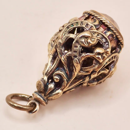 Rare Victorian 14K Gold "Lantern" Filigree Cage Charm with Honey Citrine