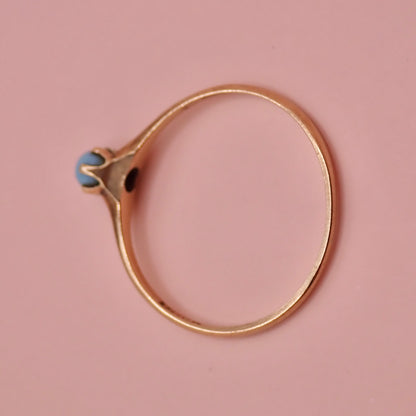 Vintage 10k Warm Gold & Robin's Egg Blue Stacking Ring