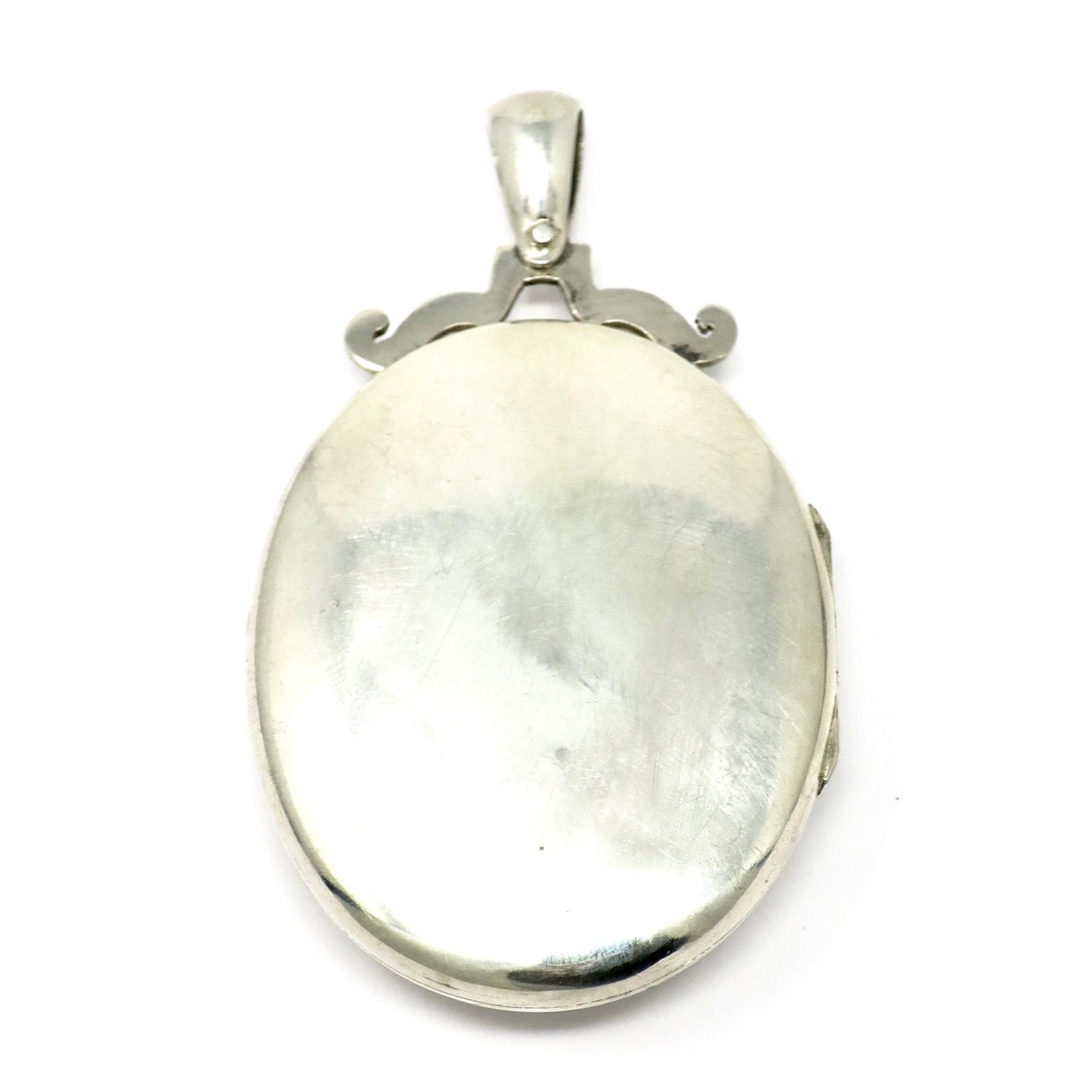 Antique Victorian Sterling Silver Anchor Oval Locket Pendant