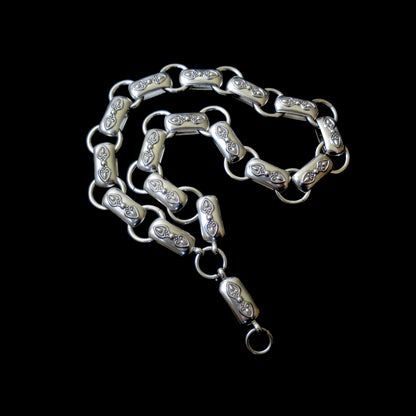 Rare Antique Victorian Sterling Silver "Book Chain" Collar & Extension Necklace