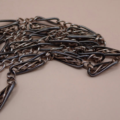 Converted Antique "Grand Sautoir" Victorian Niello & Rose Gold Vermeil Chain Necklace MB87