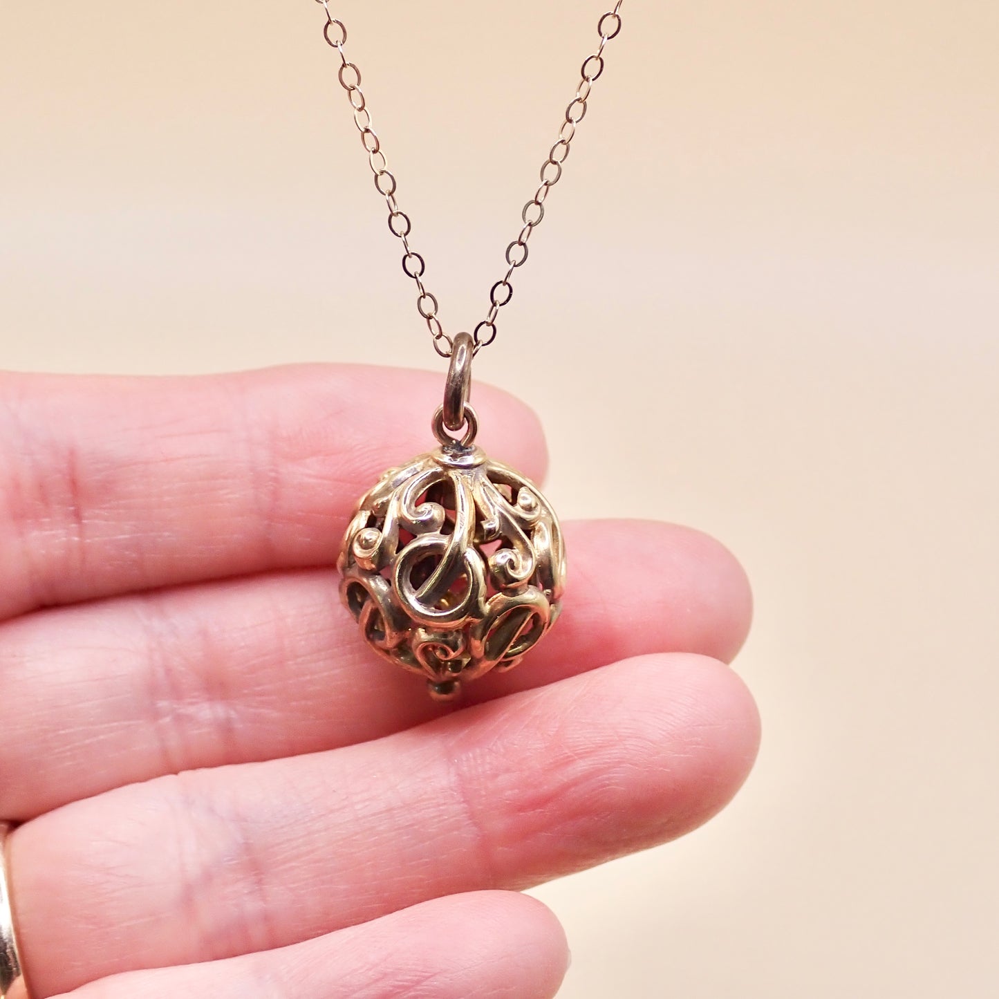 Antique Victorian Open-Work Scroll "Orb" Charm