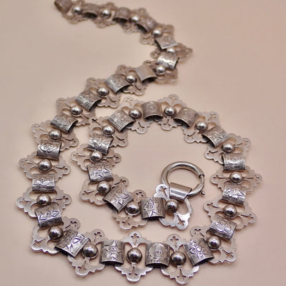 Antique Victorian Sterling Silver "Apostle" Motif Grand Collar Book Chain Necklace
