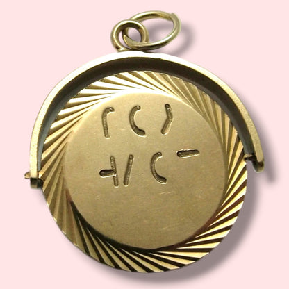 1966 Vintage 9k 9ct Yellow Gold “I Love You” Spinner Charm Pendant Hallmarked