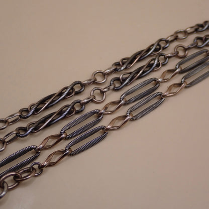 Converted Antique Victorian 800 Silver Niello & Rose Gold Vermeil Pocket Watch Chain Necklace MB74