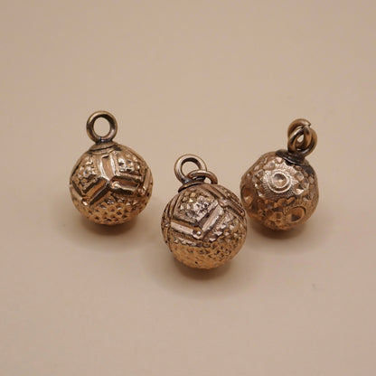 Curated Trio of Antique Victorian Bright-Cut Gold "Orb" Charms