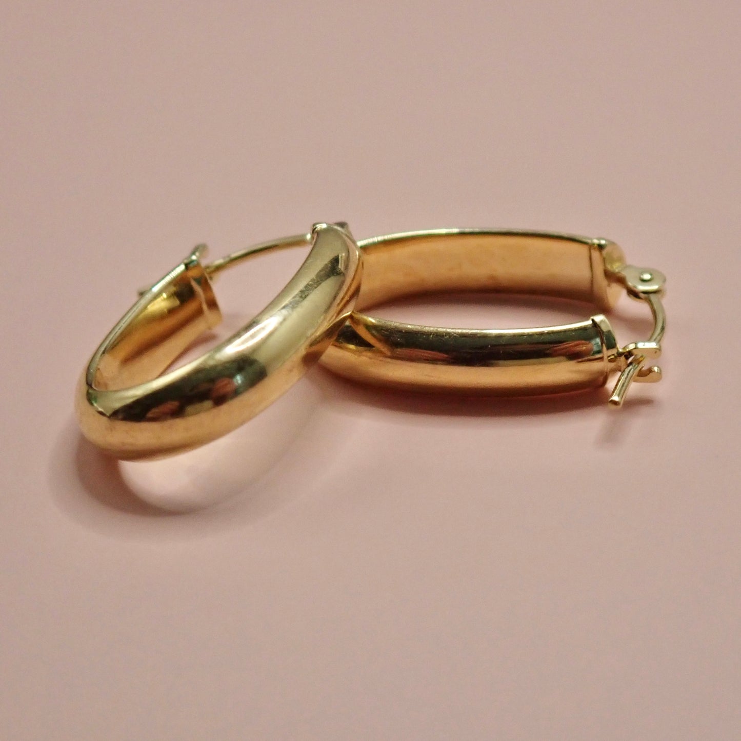 PreLoved Solid 14K Yellow Gold Oval "U-Shape" High-Polish Hoop Earrings