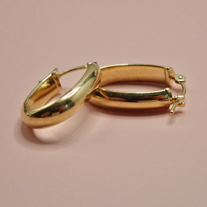 PreLoved Solid 14K Yellow Gold Oval "U-Shape" High-Polish Hoop Earrings