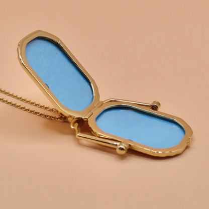 14K Yellow Gold Victorian Style Swivel Photo Locket Pendant