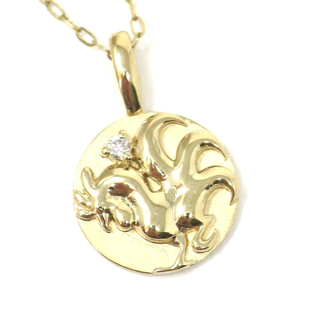 14K Yellow Gold .015 CT Natural Diamond Chinese Zodiac Year of the Rooster Pendant