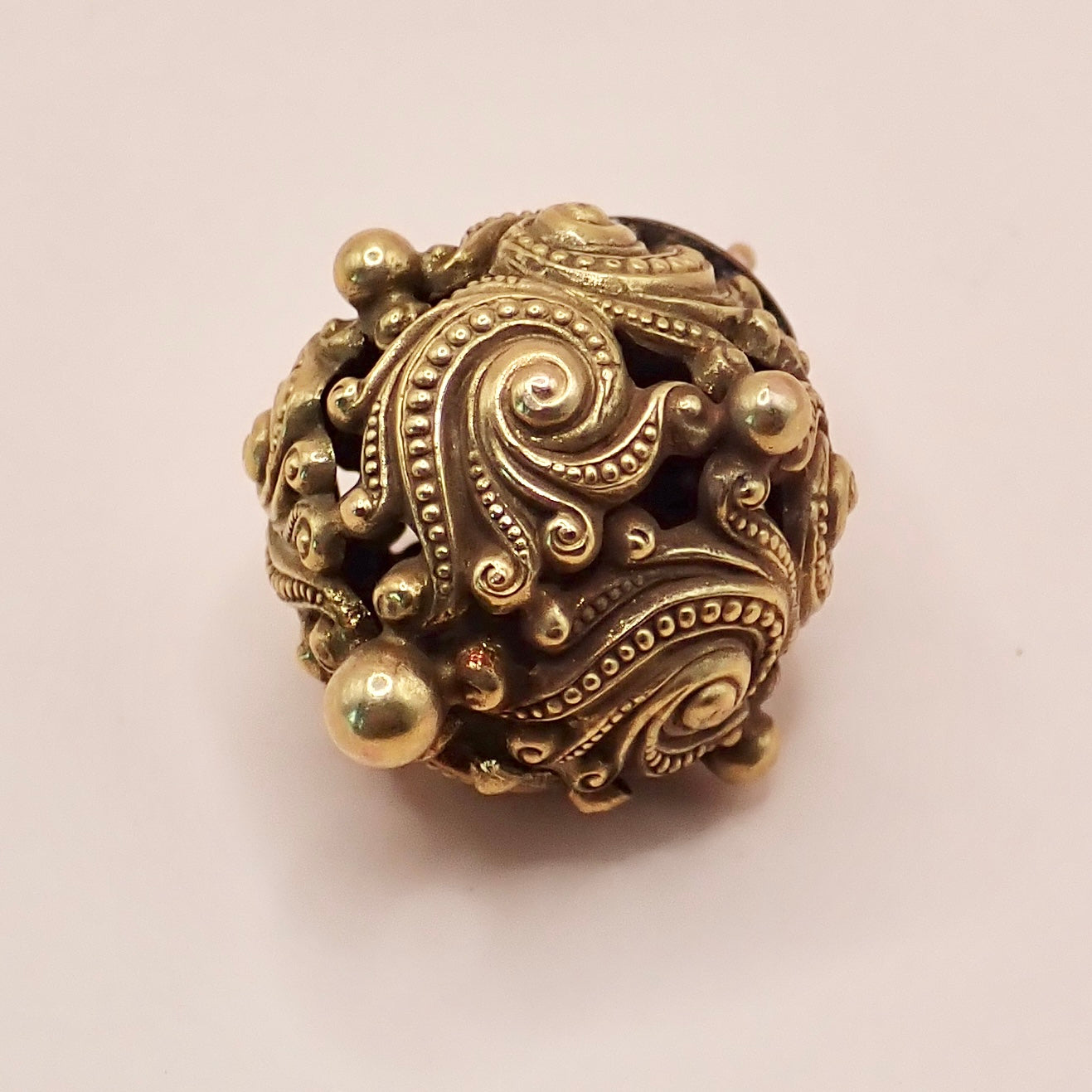Antique Victorian Rococo Revival 14K "Swirling Scroll" Orb Charm ✨