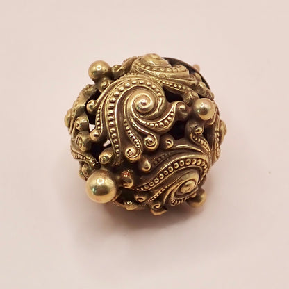 Antique Victorian Rococo Revival 14K "Swirling Scroll" Orb Charm ✨