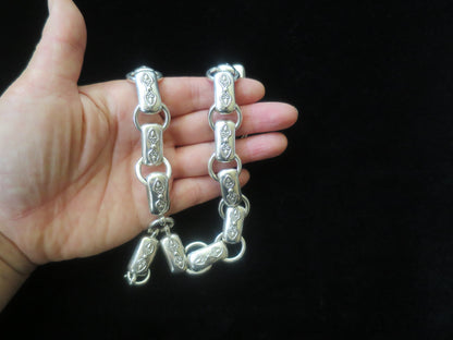 Rare Antique Victorian Sterling Silver "Book Chain" Collar & Extension Necklace