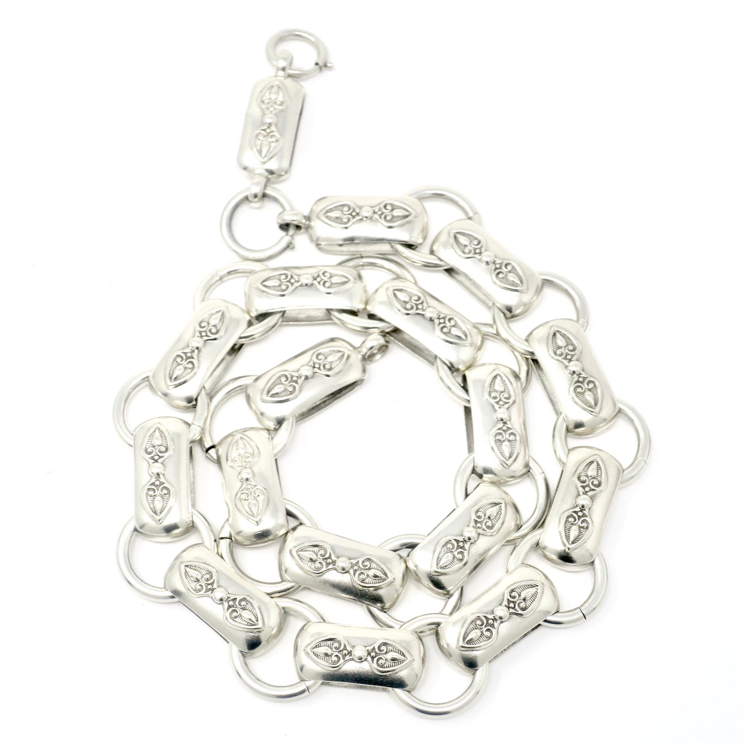 Rare Antique Victorian Sterling Silver "Book Chain" Collar & Extension Necklace