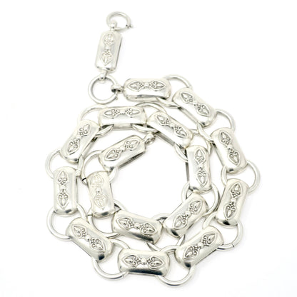 Rare Antique Victorian Sterling Silver "Book Chain" Collar & Extension Necklace