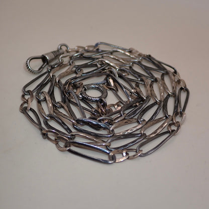 Converted Opera Length 32-Inch Victorian Niello Silver & Rose Gold Vermeil Chain Necklace MB76