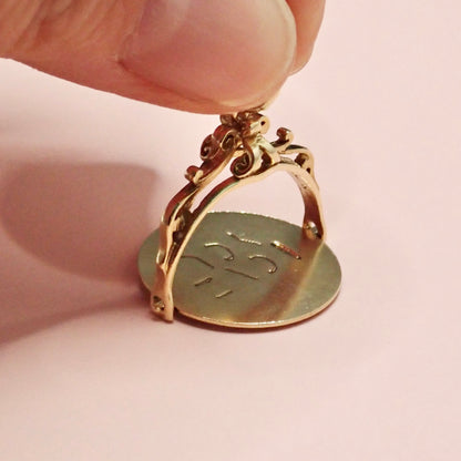 Vintage 1975 Birmingham 9ct Gold Heart Shaped 'I Love You' Spinner Charm Pendant