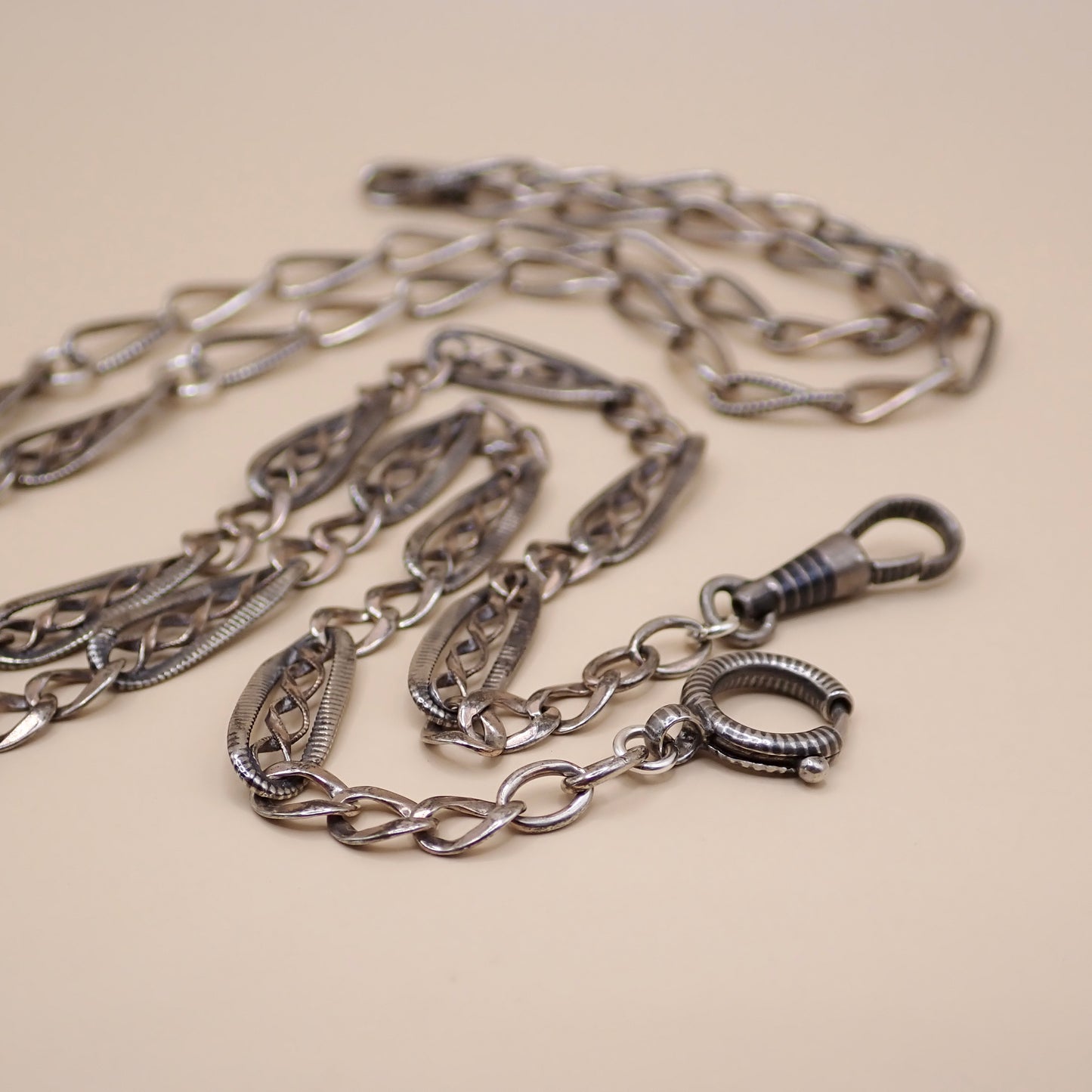 Converted Antique Victorian Niello & Silver Chain Necklace MB90