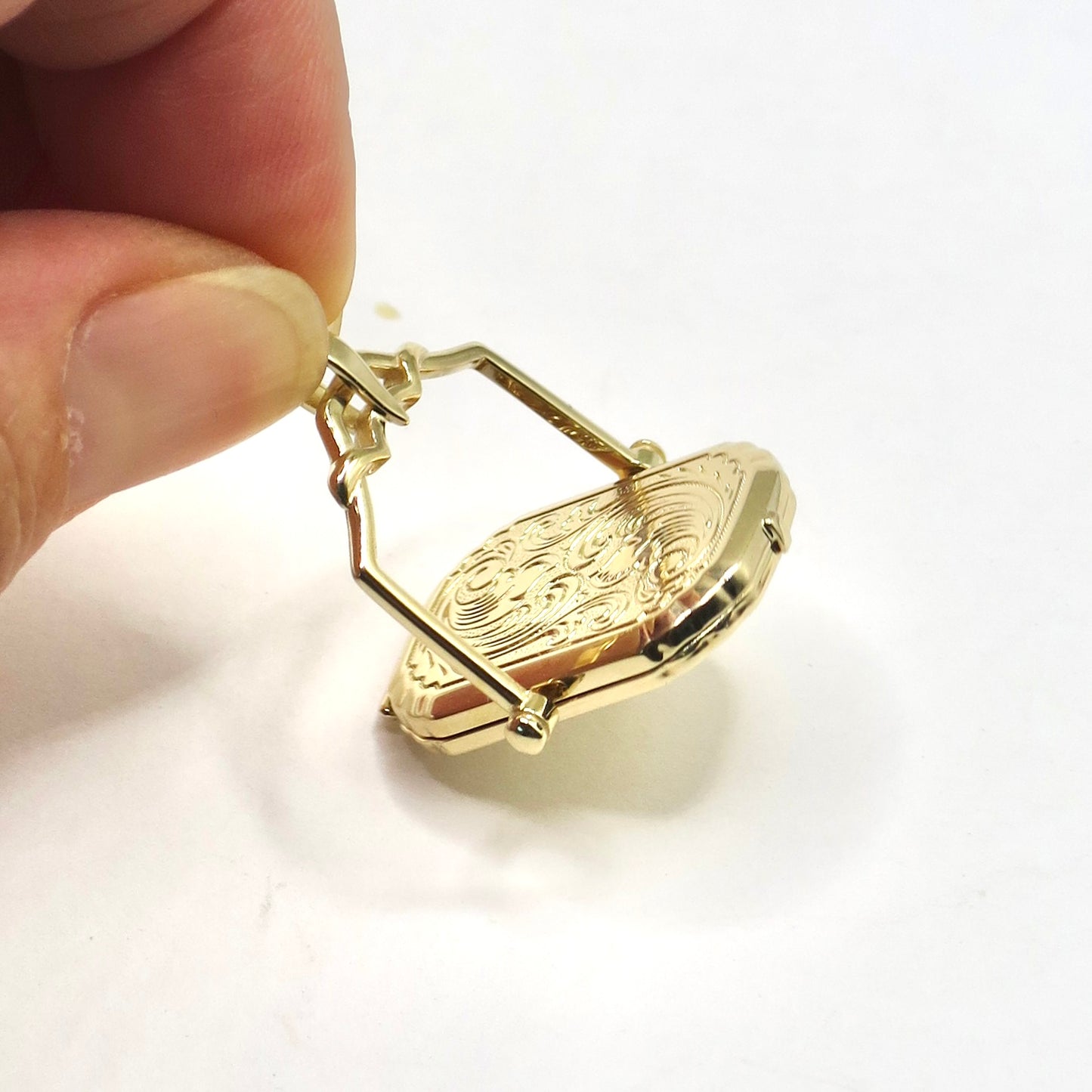 14K Yellow Gold Victorian Style Swivel Photo Locket Pendant