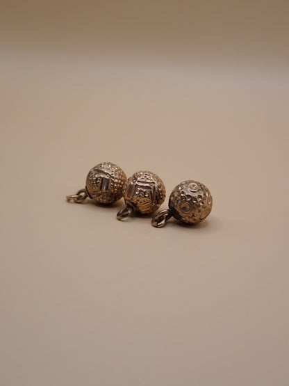 Curated Trio of Antique Victorian Bright-Cut Gold "Orb" Charms