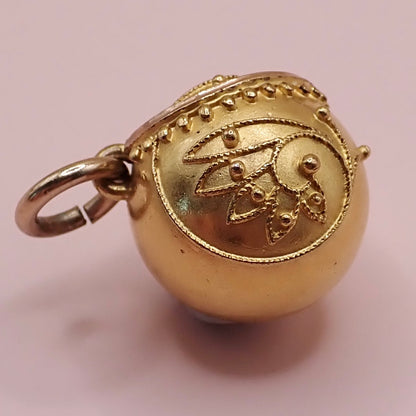Antique Victorian Etruscan Revival Gold "Orb" Charm