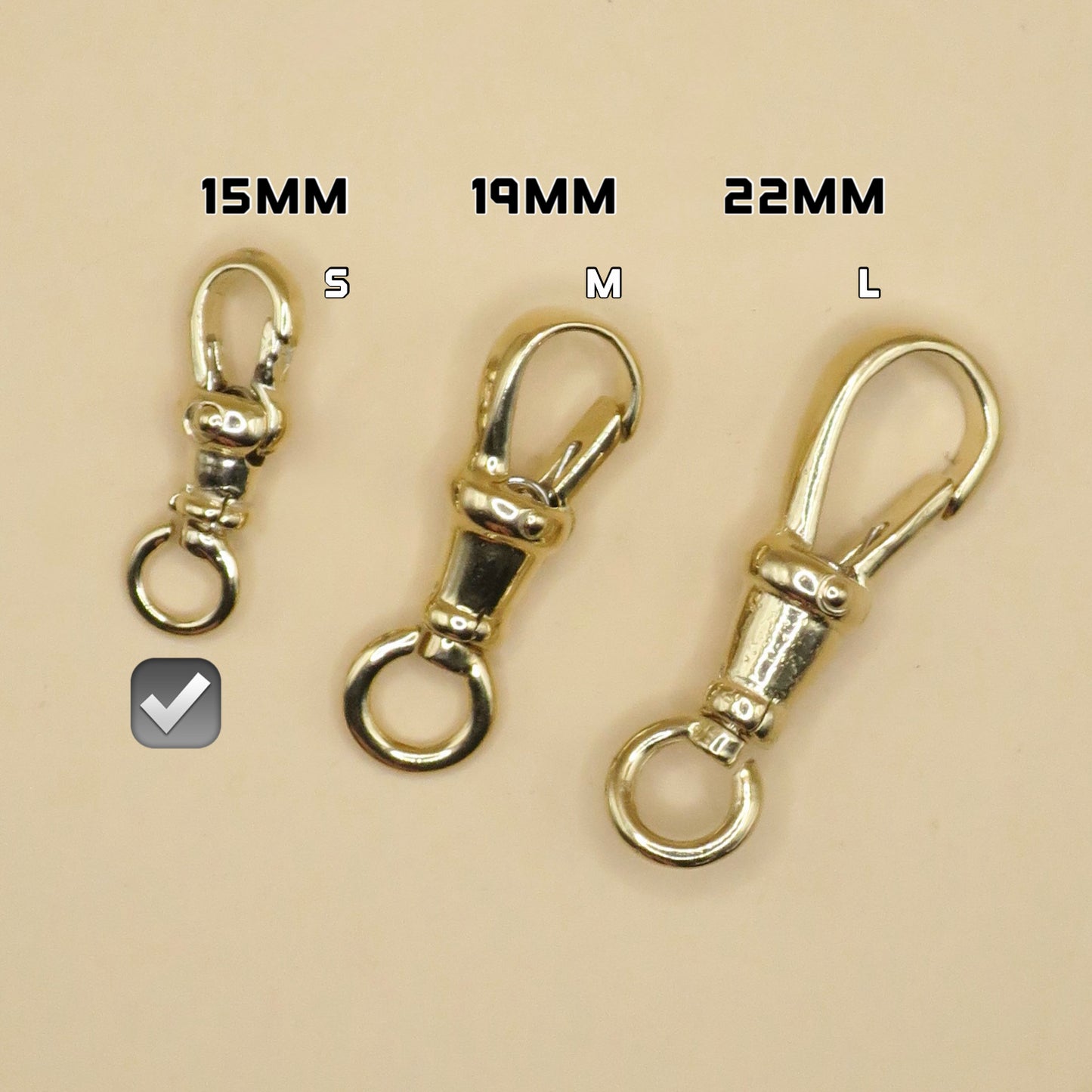 14K Yellow Gold Antique Style Swivel Clasp - Lobster Clip 15mm - SMALL