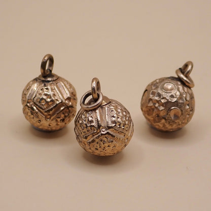 Curated Trio of Antique Victorian Bright-Cut Gold "Orb" Charms