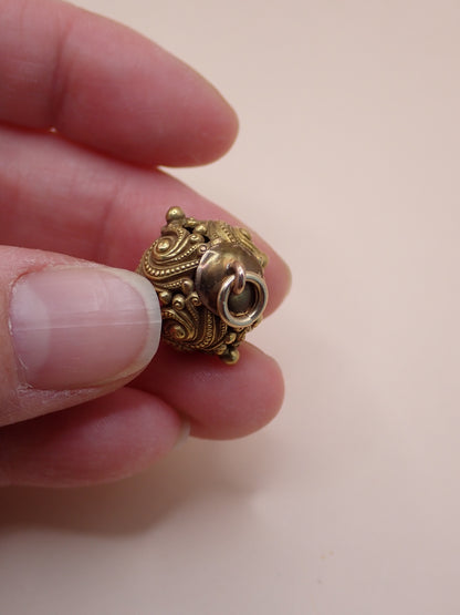 Antique Victorian Rococo Revival 14K "Swirling Scroll" Orb Charm ✨