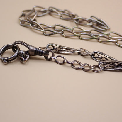 Converted Antique Victorian Niello & Silver Chain Necklace MB90