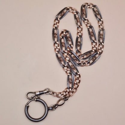 Antique Victorian "S-Scroll" Niello & 12k Rose Gold Chain Necklace MB82