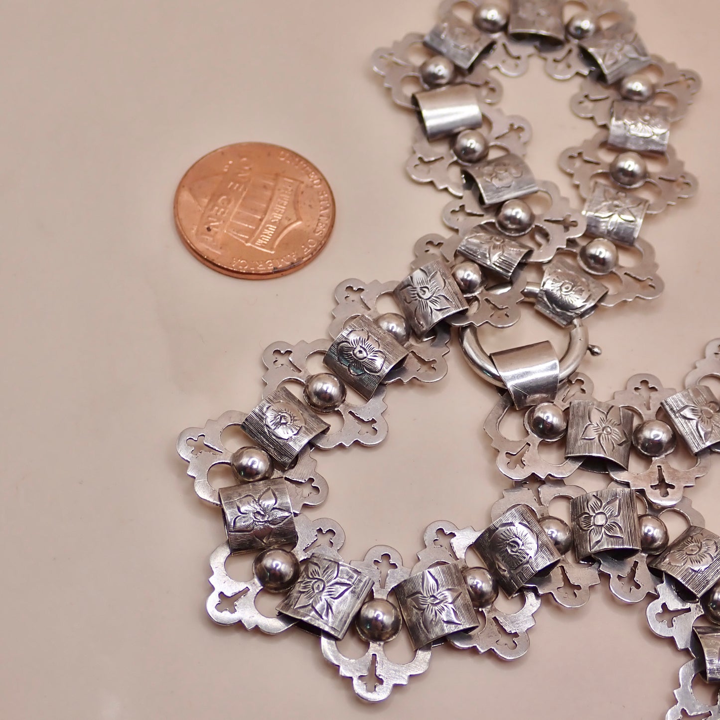 Antique Victorian Sterling Silver "Apostle" Motif Grand Collar Book Chain Necklace