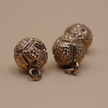 Curated Trio of Antique Victorian Bright-Cut Gold "Orb" Charms