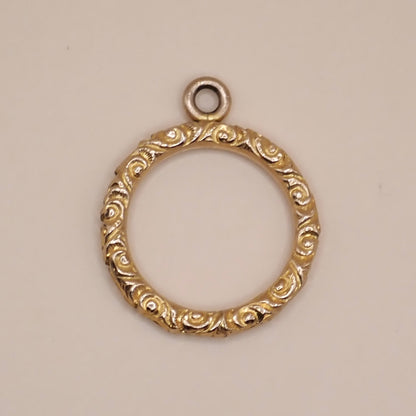 Antique Victorian Chased Scroll “Halo” Ring Finding & Charm