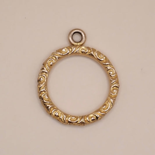 Antique Victorian Chased Scroll “Halo” Ring Finding & Charm