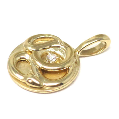 14K Yellow Gold .015 CT Natural Diamond Chinese Zodiac Year of the Snake Pendant