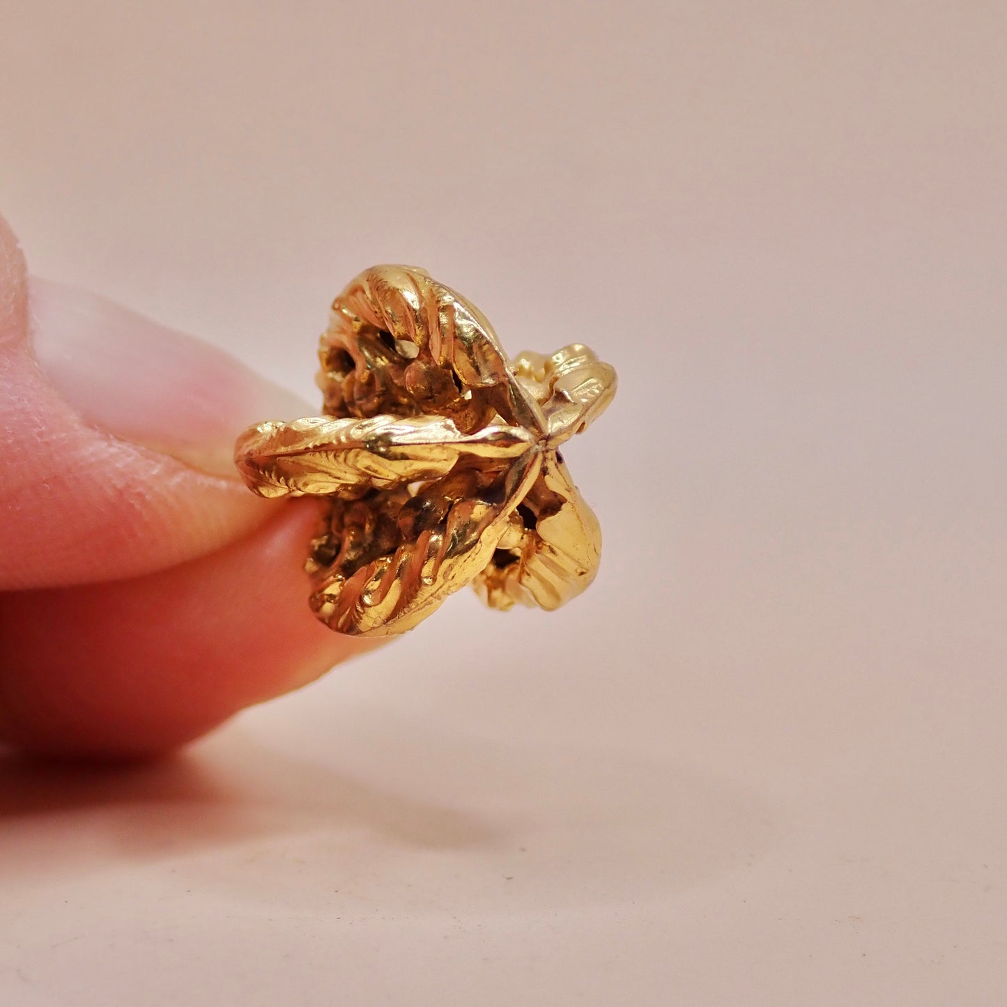 Antique Victorian Repoussé 18K Acanthus "Orb" Charm