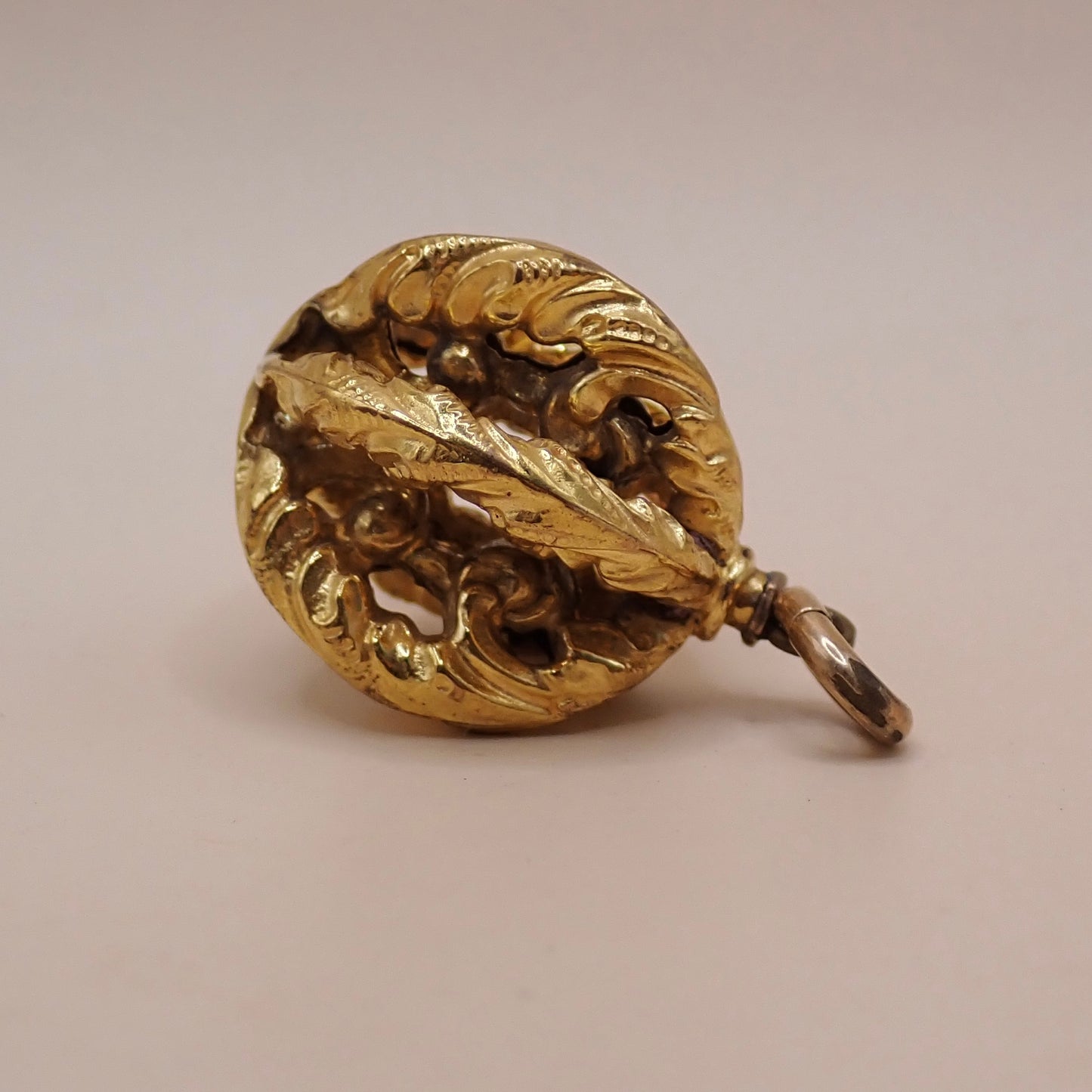 Antique Victorian Repoussé 18K Acanthus "Orb" Charm