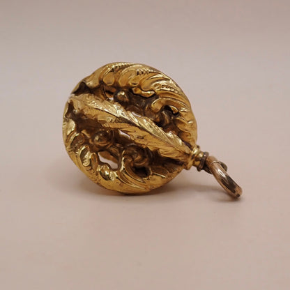 Antique Victorian Repoussé 18K Acanthus "Orb" Charm