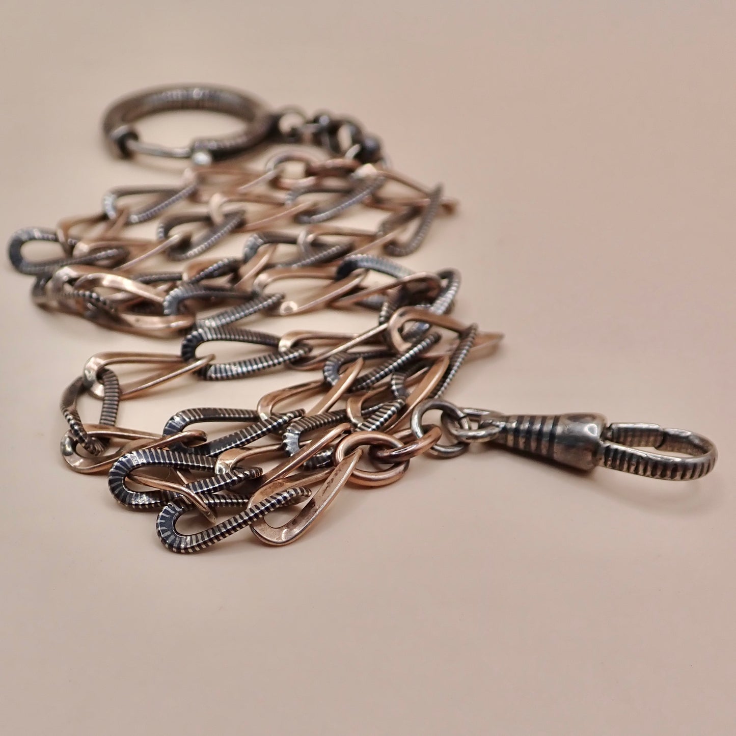 Antique Victorian 9k Rose Gold & Niello Chain Necklace MB89